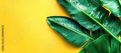 Fresh green banana leaf on ...