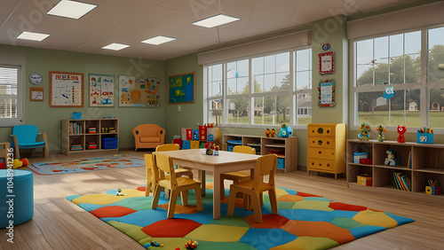 View Of Kindergarten Classroom Background