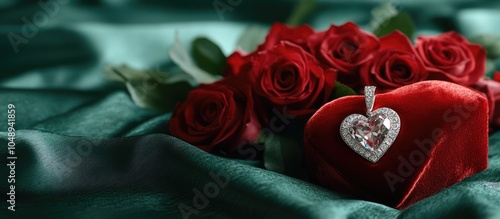 Bouquet of red roses alongs...