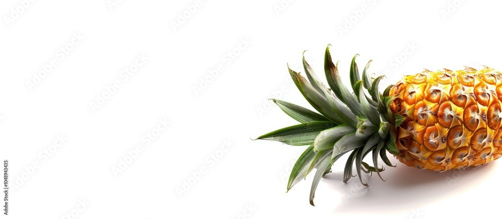 Obraz premium Whole fresh pineapple Isolated on a white background. with copy space image. Place for adding text or design