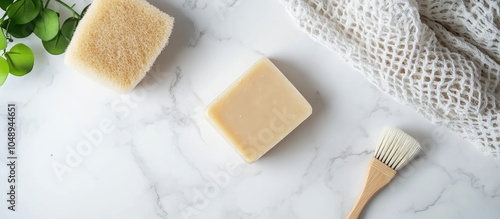 Beige soap bar placed on a ...
