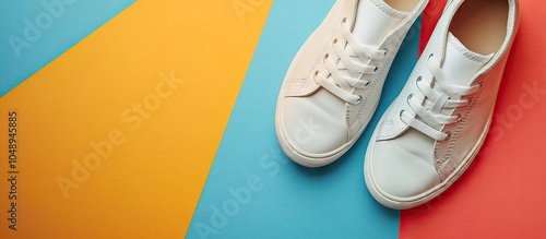 Stylish sneakers against a ...