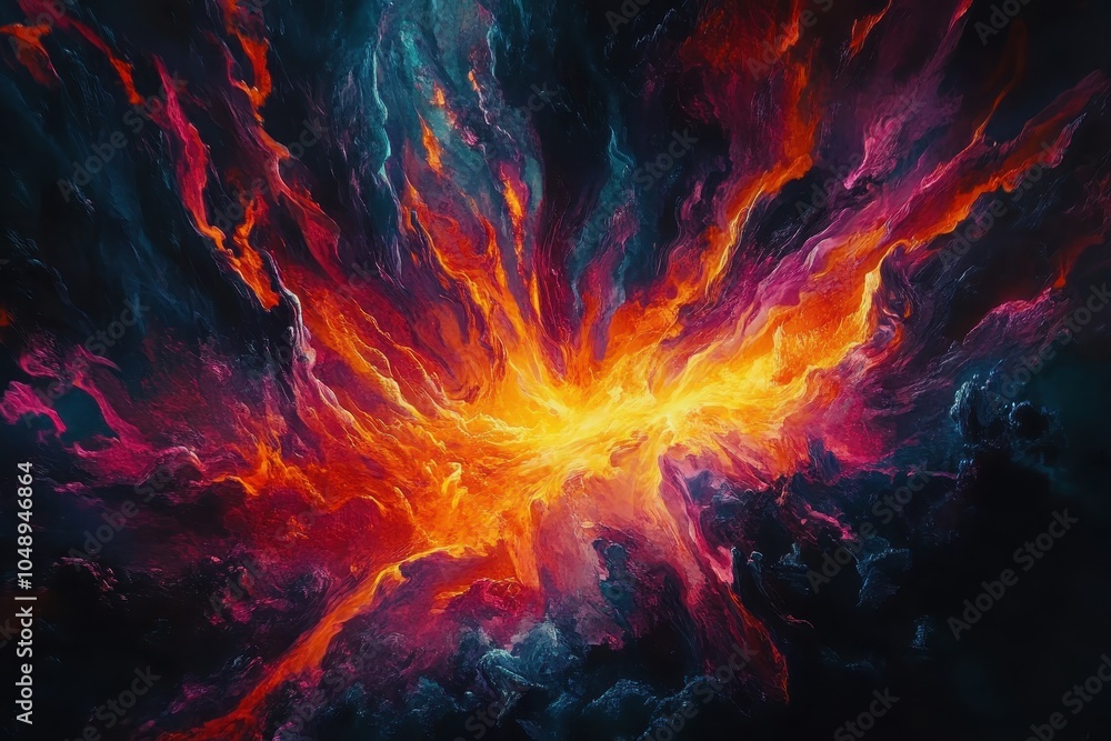 Vivid cosmic explosion in deep space showcasing vibrant colors and swirling patterns at night Vivid cosmic explosion in deep space showcasing vibrant colors and swirling patterns at night