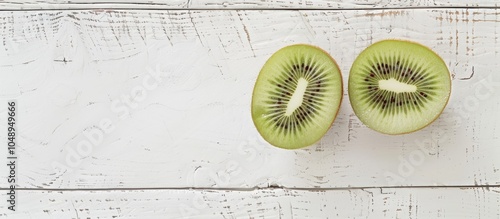 Two halves of kiwifruit on ...