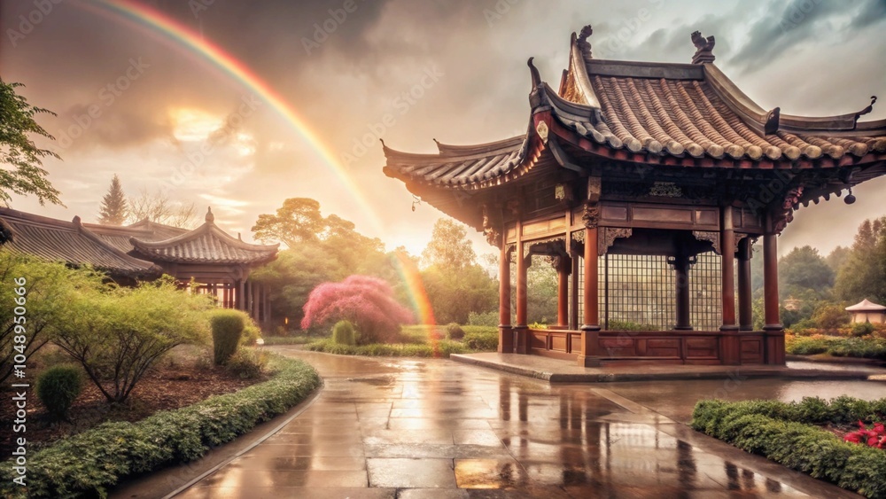Traditional Pavilion Amidst Nature's Splendor generative ai Traditional Pavilion Amidst Nature's Splendor generative ai