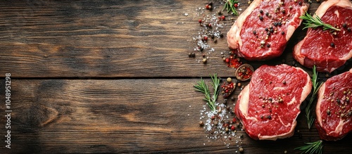 Fresh raw meat Beef steaks ...