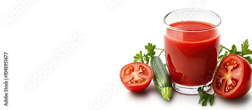 Glass of tomato juice with ...