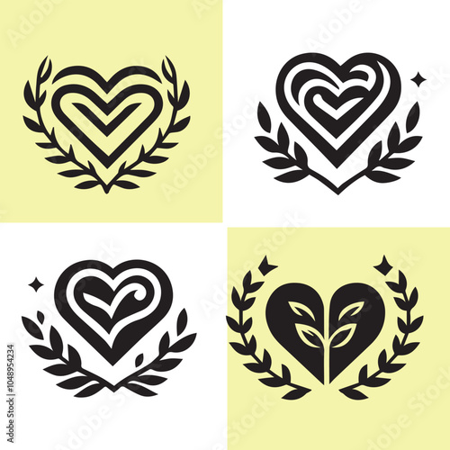 Creative Set Of An Heart and flowers Designed