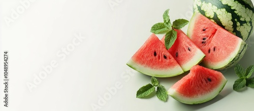 Ripe watermelon slices with...