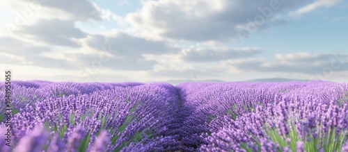Field of lavender blooms ha...