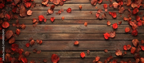 Autumn leaves on wooden pla...