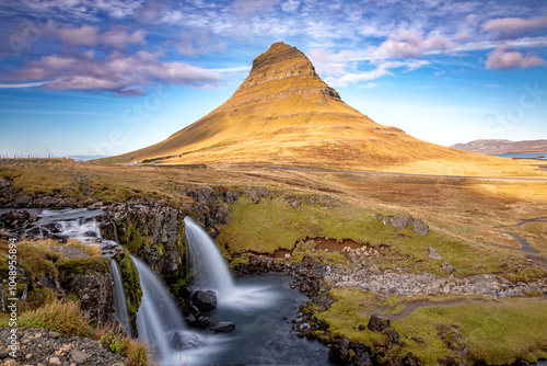 Waterfall in front of the Kirkjufell mountain