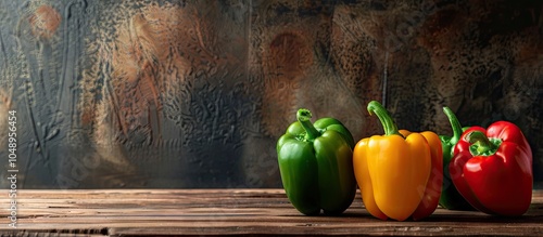 vibrant peppers on a wooden...