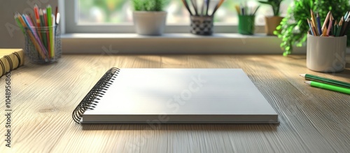 Blank notebook on wooden fl...
