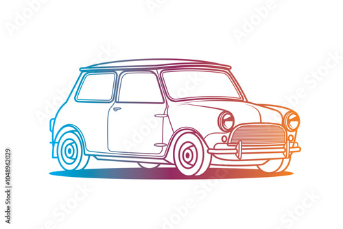 Racing retro car. Original vector illustration in vintage style.