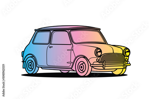 Racing retro car. Original vector illustration in vintage style.