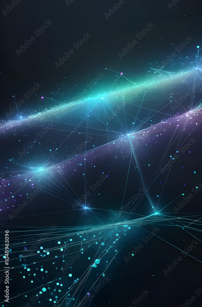Glowing Network of Lines and Points. Abstract Digital Background Glowing Network of Lines and Points. Abstract Digital Background