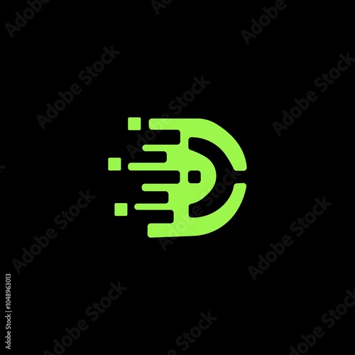 D technology vector logo illustration design