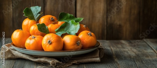 A plate of fresh persimmons...