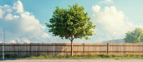 A tree on a concrete sidewa...