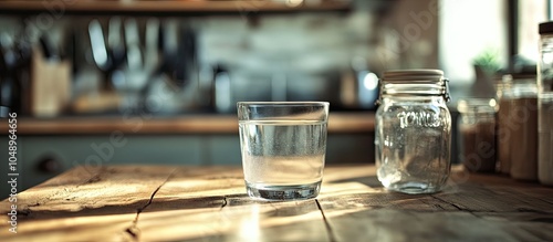 A glass of clear water and ...