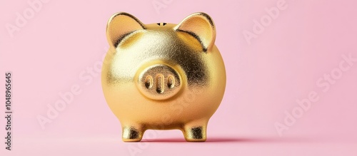 Close up of a gold piggy ba...