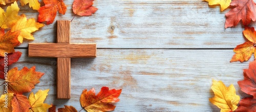 Wooden cross surrounded by ...