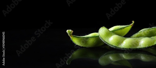 Edamame green soybeans on a black background. with copy space image. Place for adding text or design photo