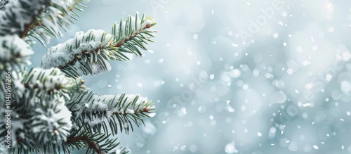 Snow covered fir branches A...