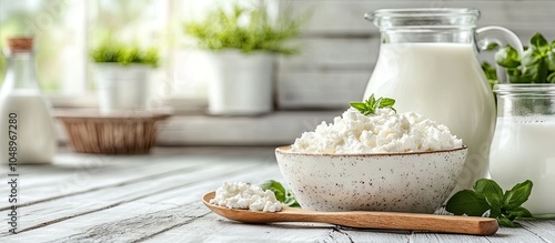 Various dairy items on a ru...