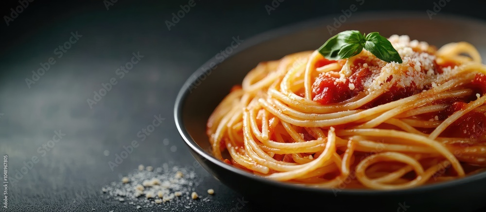 Fototapeta premium Spaghetti Napolitana with marinara sauce. with copy space image. Place for adding text or design