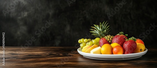 Tropical raw fruits on a da...