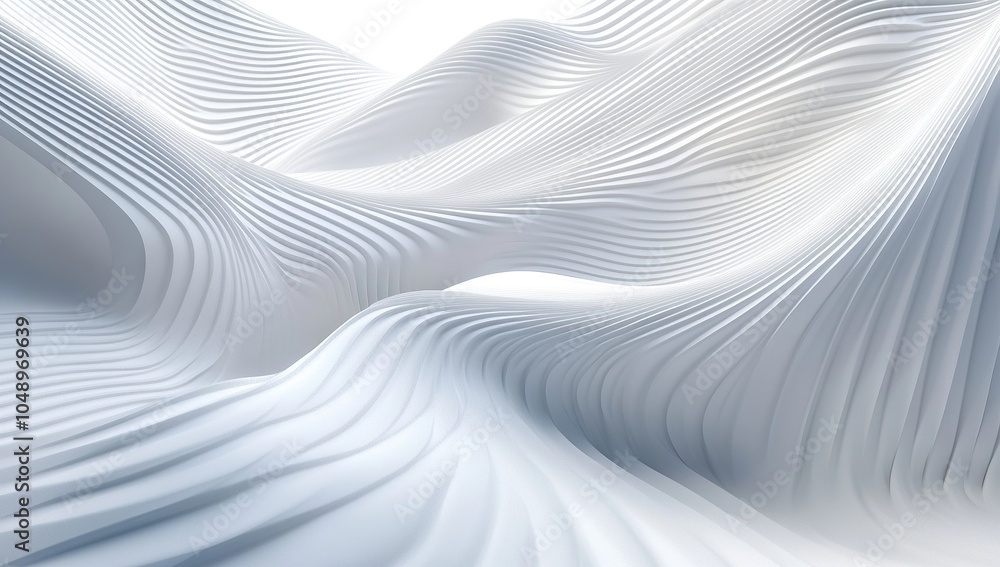 Obraz premium White background with a parametric design, showcasing an abstract structure in the shape of waves