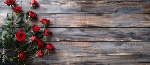 Red roses on a wooden backd...