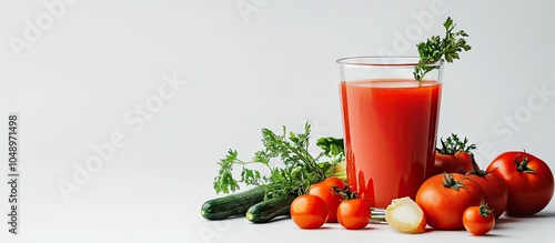 Glass of tomato juice with ...