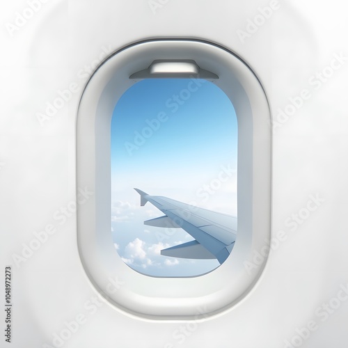 Airplane Window Frame on White Background – Travel and Aviation Concept