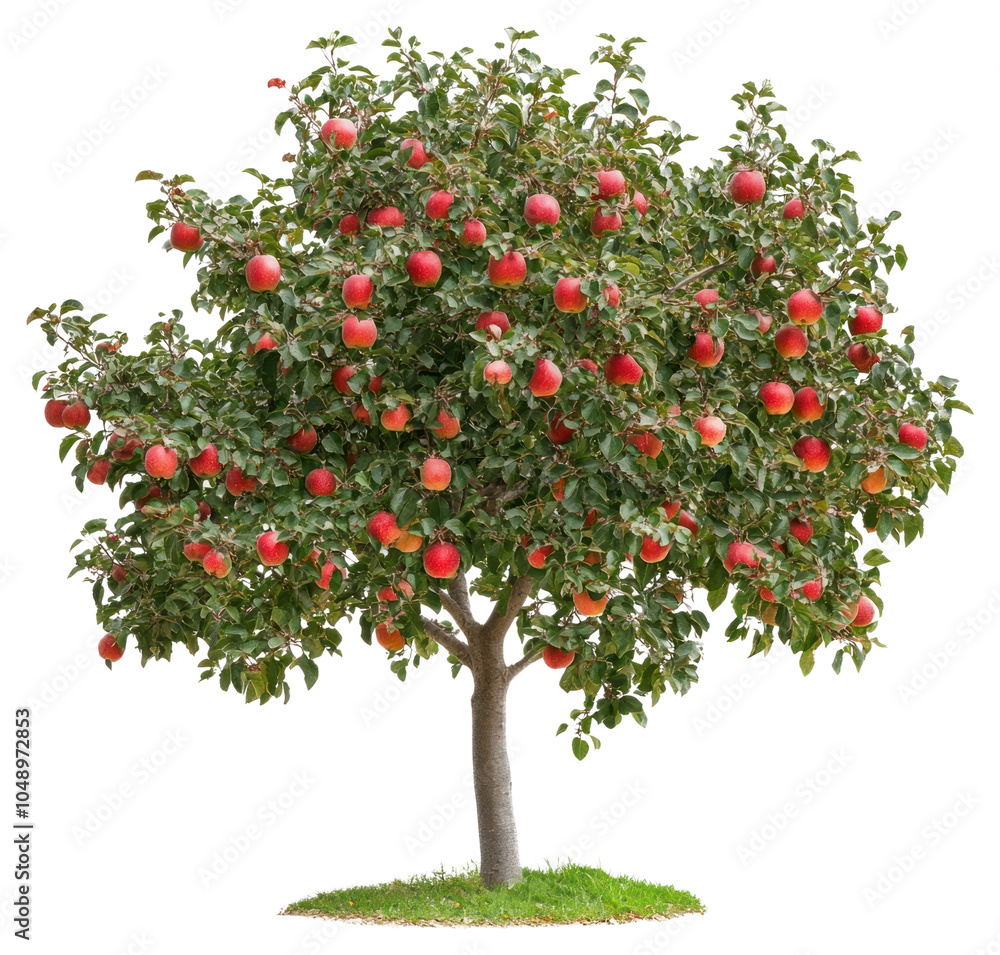 Fototapeta premium PNG Real apple tree apples background isolated.