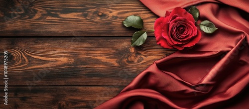 Rose fabric on a wooden bac...