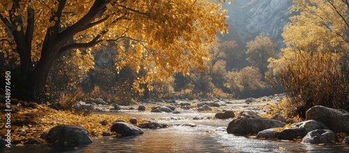 Autumn leaves in yellow tre...