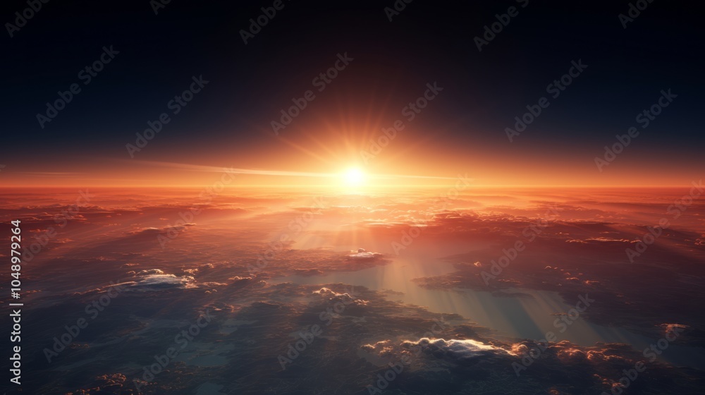 Sunrise over the Earth's horizon, viewed from space.
Sunrise over the Earth's horizon, viewed from space.