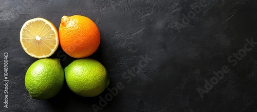 Lime orange and lemon on a ...