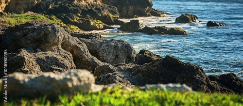 Rocks and grass along the s...
