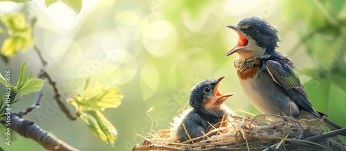 Baby swallows calling for f...