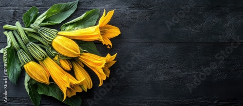 Yellow squash flowers and l...