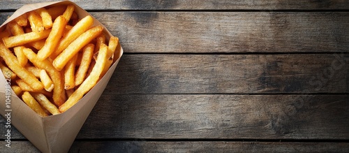 French fries on an old wood...