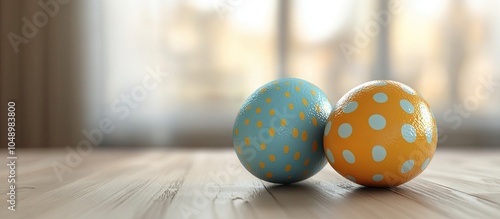 two Easter eggs on a light ...