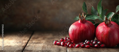 Ripe pomegranate on a woode...