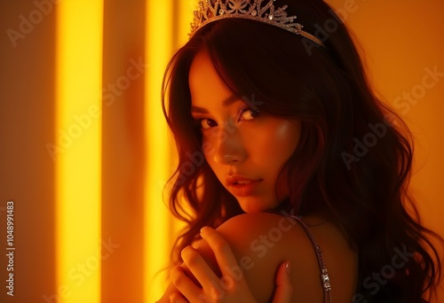 portrait of an young asian woman dressed as a queen