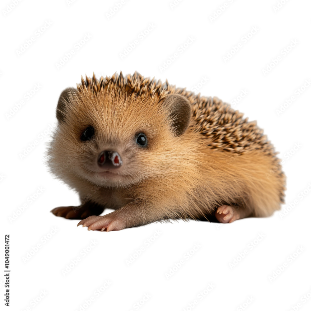 Obraz premium 白い背景に座っている愛らしいハリネズミ - 透明な背景の png