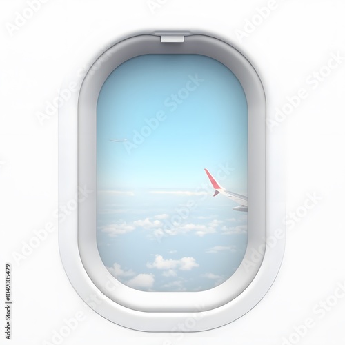 Airplane Window Frame on White Background – Travel and Aviation Concept